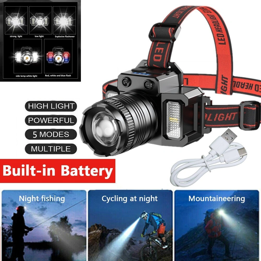 5 Modes LED Headlamp, Motion Sensor USB Rechargeable Headlight, Waterproof Hiking Camping Headlamp for Outdoor Sports and Running
