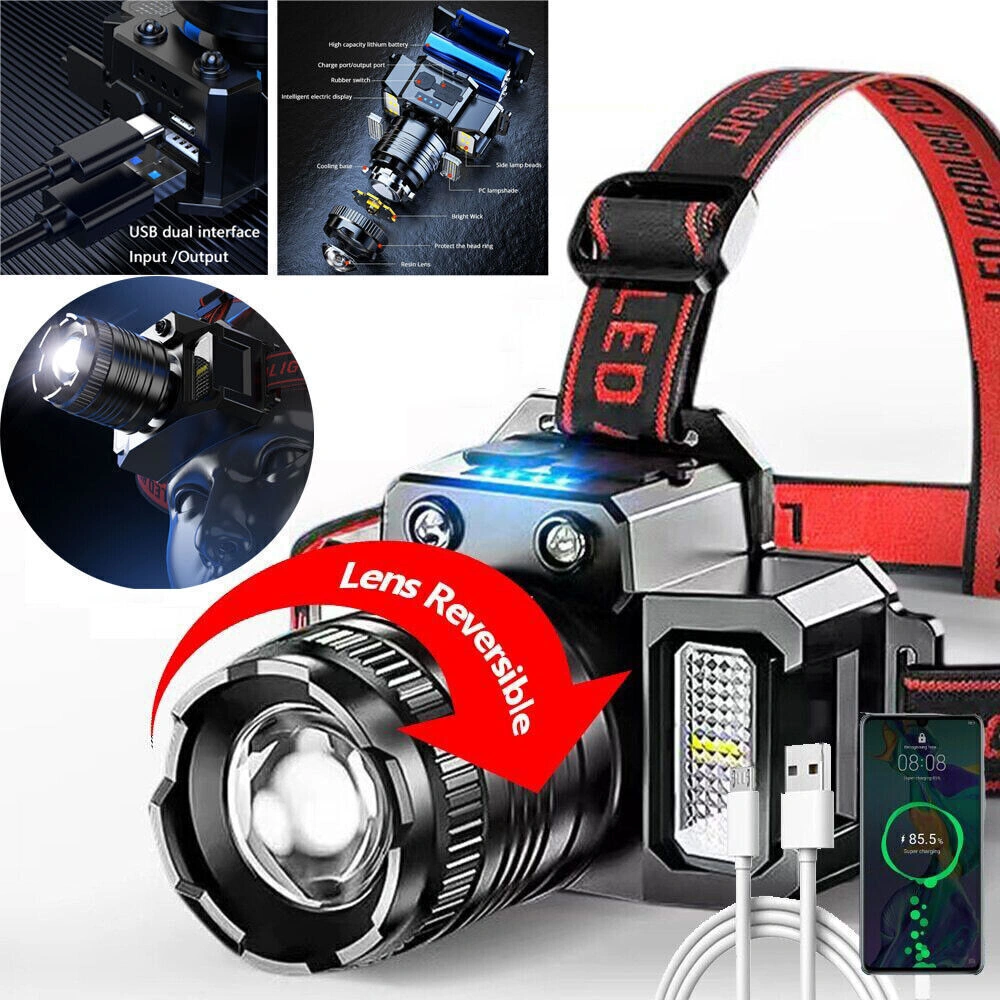 5 Modes LED Headlamp, Motion Sensor USB Rechargeable Headlight, Waterproof Hiking Camping Headlamp for Outdoor Sports and Running view 3