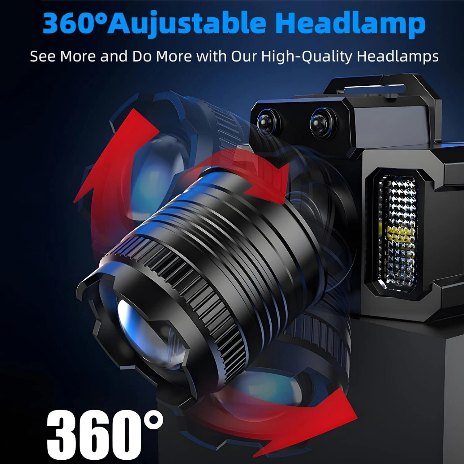 5 Modes LED Headlamp, Motion Sensor USB Rechargeable Headlight, Waterproof Hiking Camping Headlamp for Outdoor Sports and Running view 4
