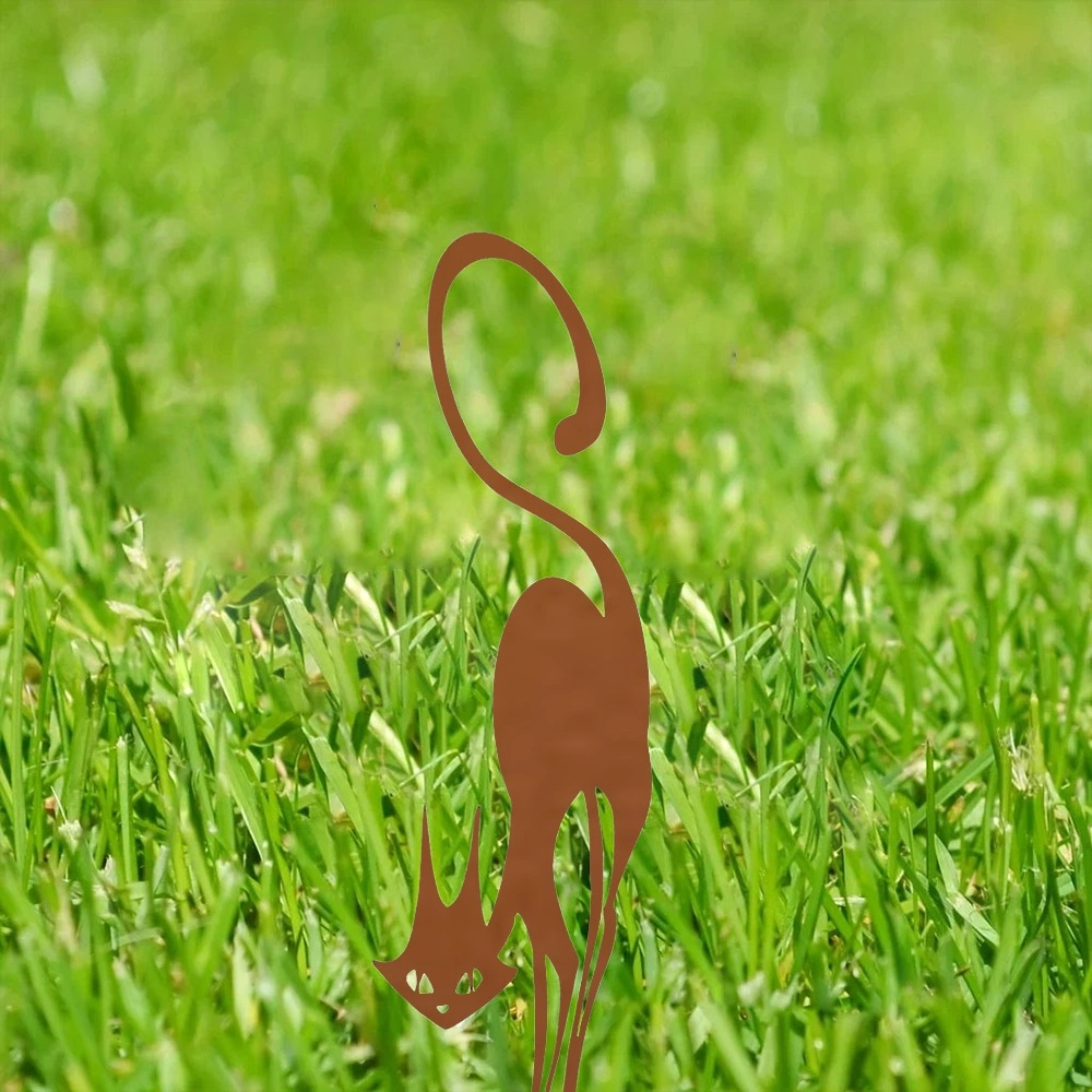1pc Wrought Iron Cat Halloween Fence Ornament - Rustic Outdoor Garden Statue Yard Decor view 14