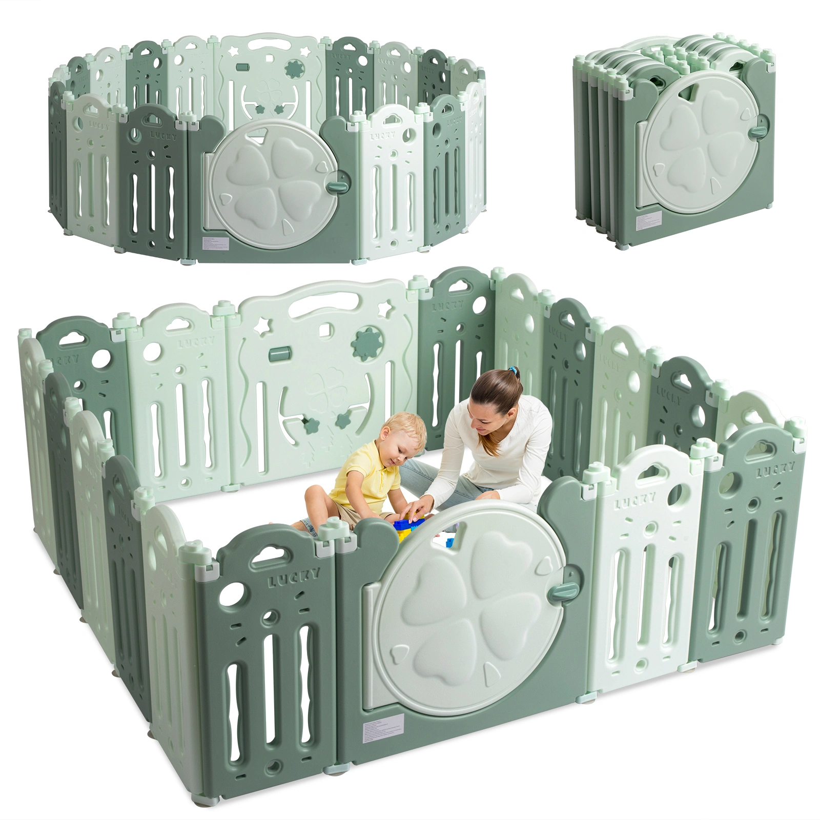 16 Panel HDPE Foldable Baby Playpen - Portable Safety Activity Pen for Indoor & Outdoor Use