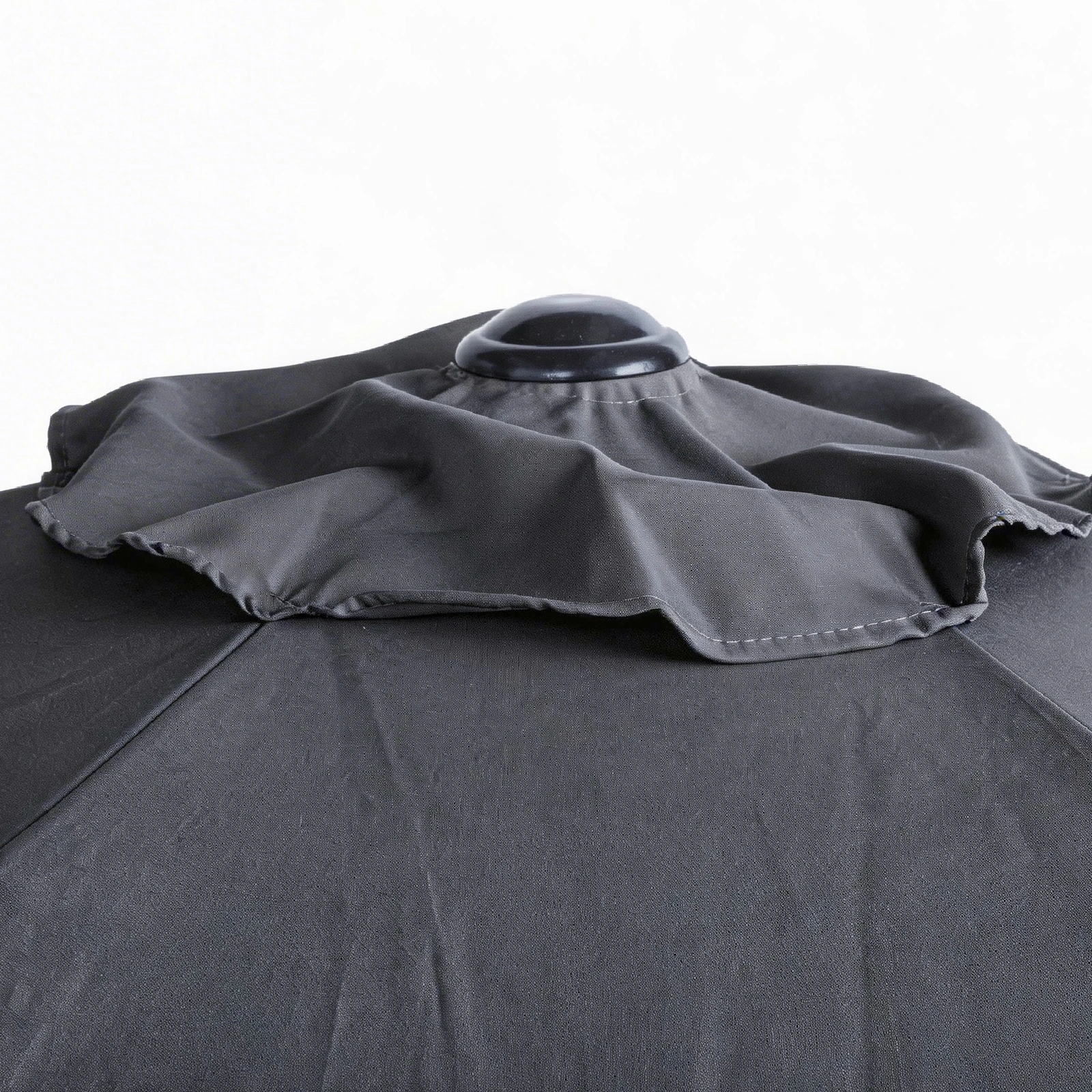 5FT Round Outdoor Patio Umbrella, Tilt & Crank Lift, 6 Iron Ribs & Iron Pole, Waterproof UV Polyester Canopy, Gray view 10
