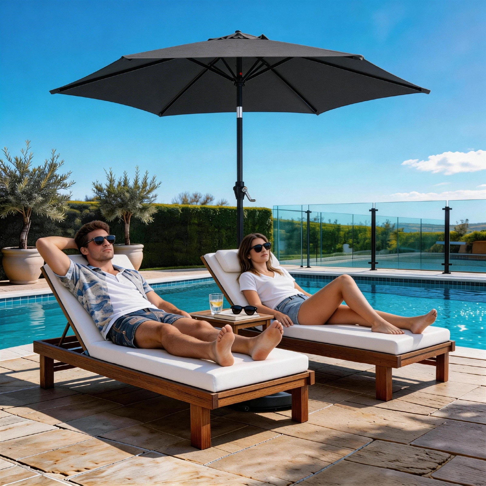 5FT Round Outdoor Patio Umbrella, Tilt & Crank Lift, 6 Iron Ribs & Iron Pole, Waterproof UV Polyester Canopy, Gray view 18