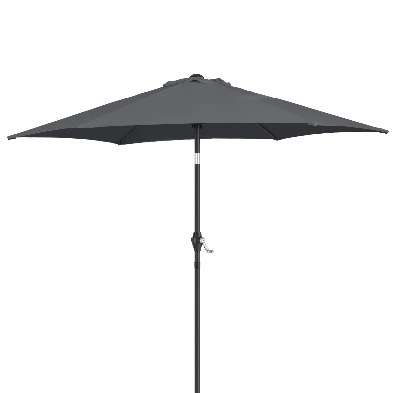 5FT Round Outdoor Patio Umbrella, Tilt & Crank Lift, 6 Iron Ribs & Iron Pole, Waterproof UV Polyester Canopy, Gray view 2