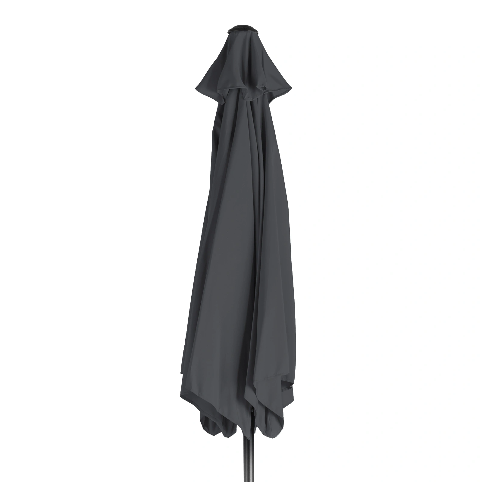 5FT Round Outdoor Patio Umbrella, Tilt & Crank Lift, 6 Iron Ribs & Iron Pole, Waterproof UV Polyester Canopy, Gray view 3