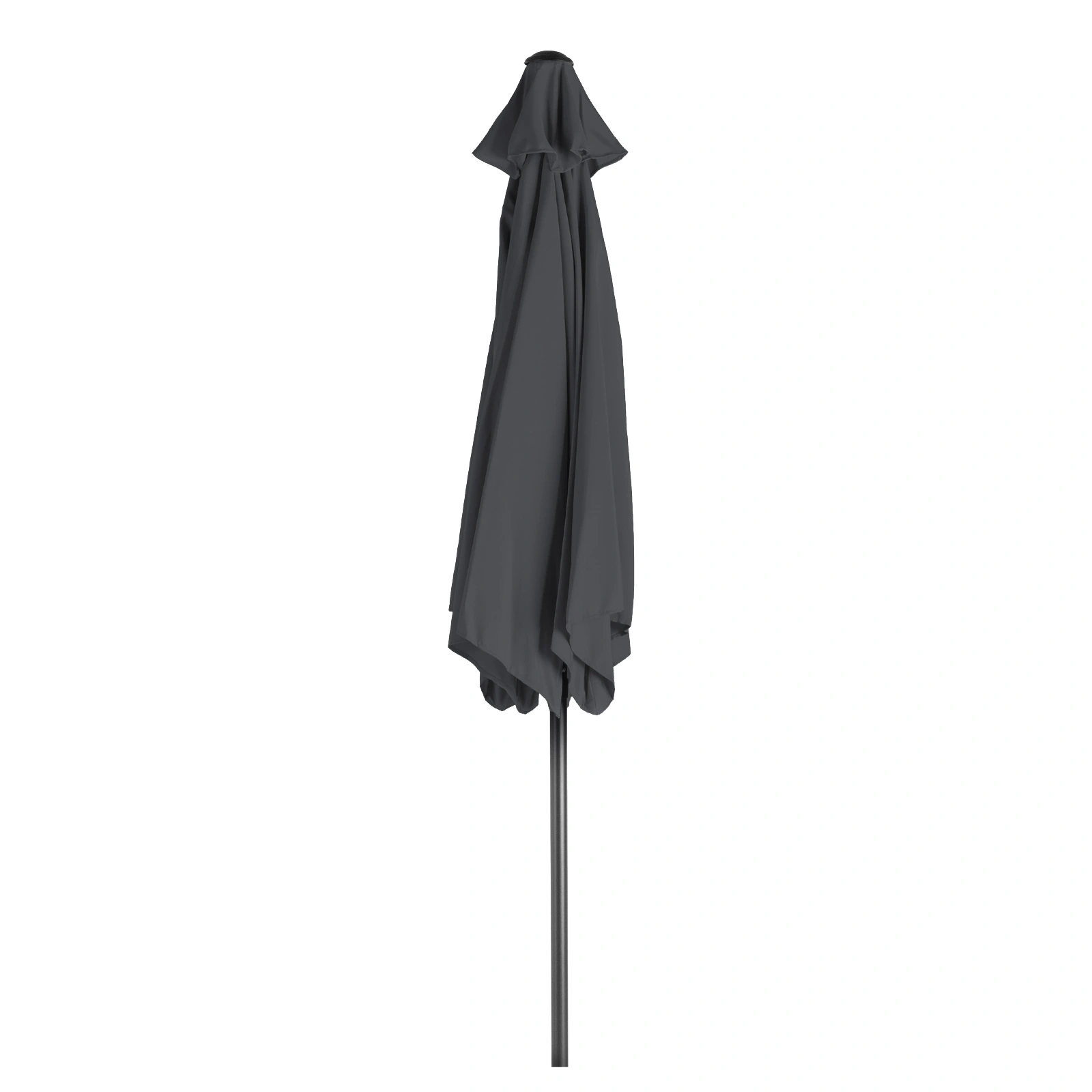 5FT Round Outdoor Patio Umbrella, Tilt & Crank Lift, 6 Iron Ribs & Iron Pole, Waterproof UV Polyester Canopy, Gray view 4