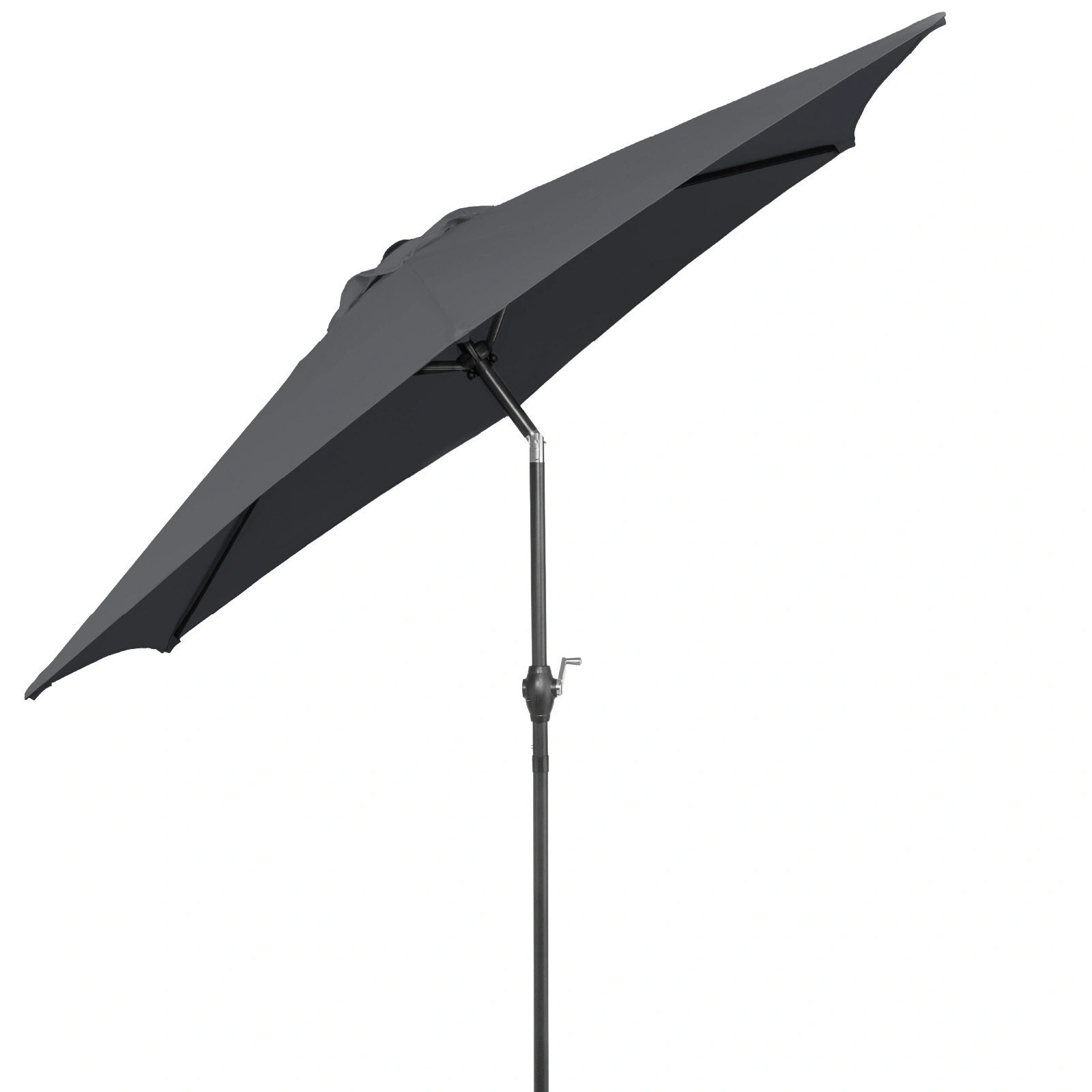 5FT Round Outdoor Patio Umbrella, Tilt & Crank Lift, 6 Iron Ribs & Iron Pole, Waterproof UV Polyester Canopy, Gray view 5