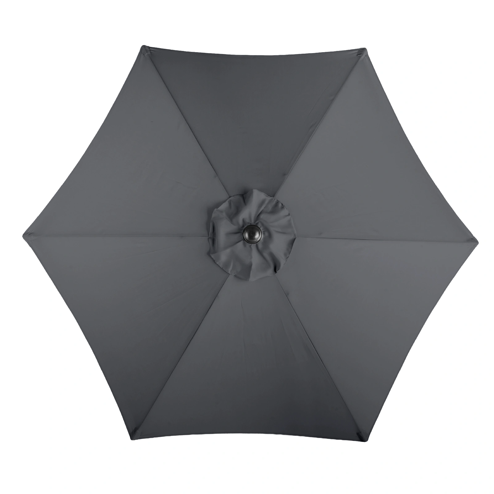 5FT Round Outdoor Patio Umbrella, Tilt & Crank Lift, 6 Iron Ribs & Iron Pole, Waterproof UV Polyester Canopy, Gray view 7