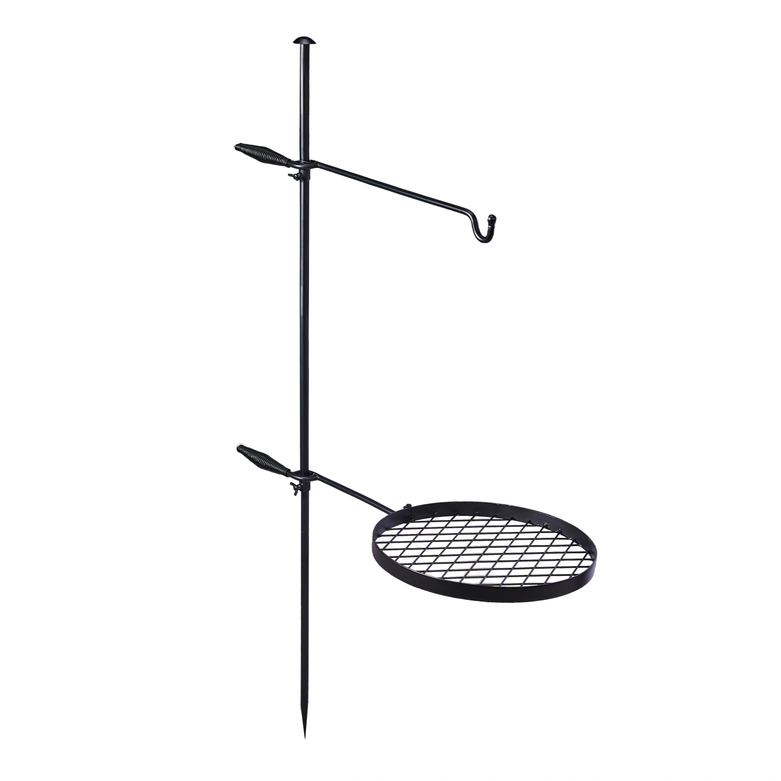 Swivel Campfire Grill, Height Adjustable Open Fire Cooking Grill with Rotating Grill Grate, Hanger Rod & Carry Bag, Portable Camping Campfire Grill, Black