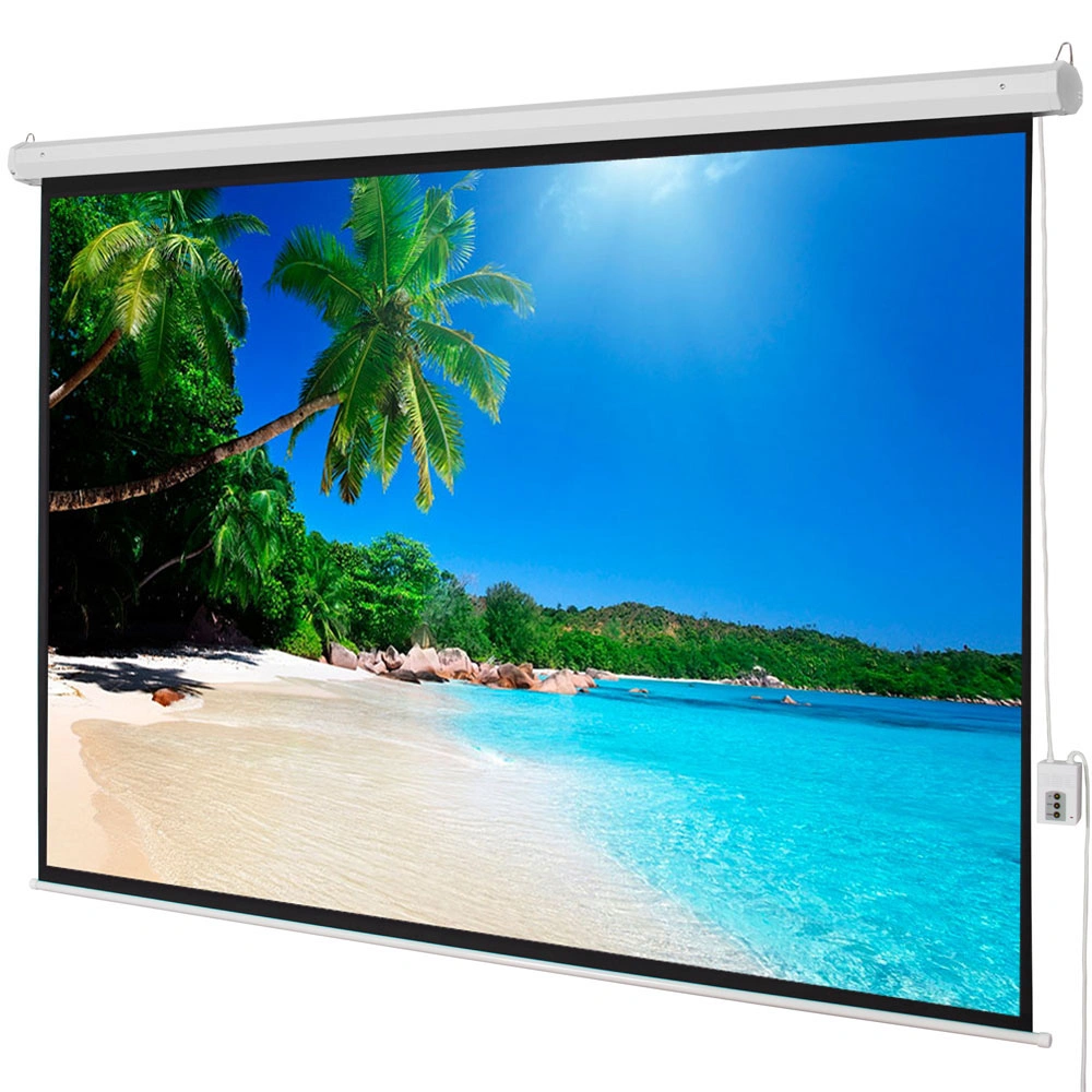 100" Motorized Projector Screen 4:3, 80" x 60" Viewing Area, Matte White Remote Control