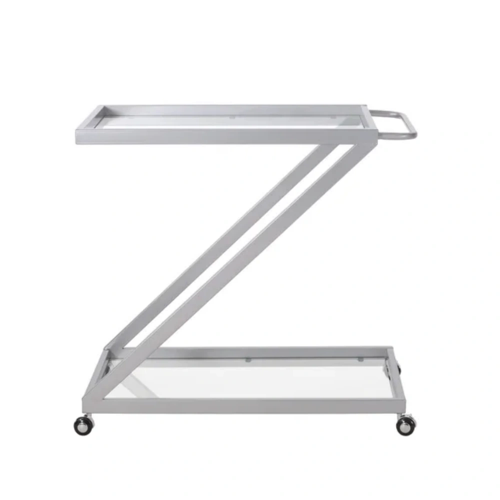 Bar Cart with Lockable Wheels, Bakers Rack Serving Cart, Wine Rolling Cart, Tempered Glass Shelves for Kitchen, Dining, Living Room view 2