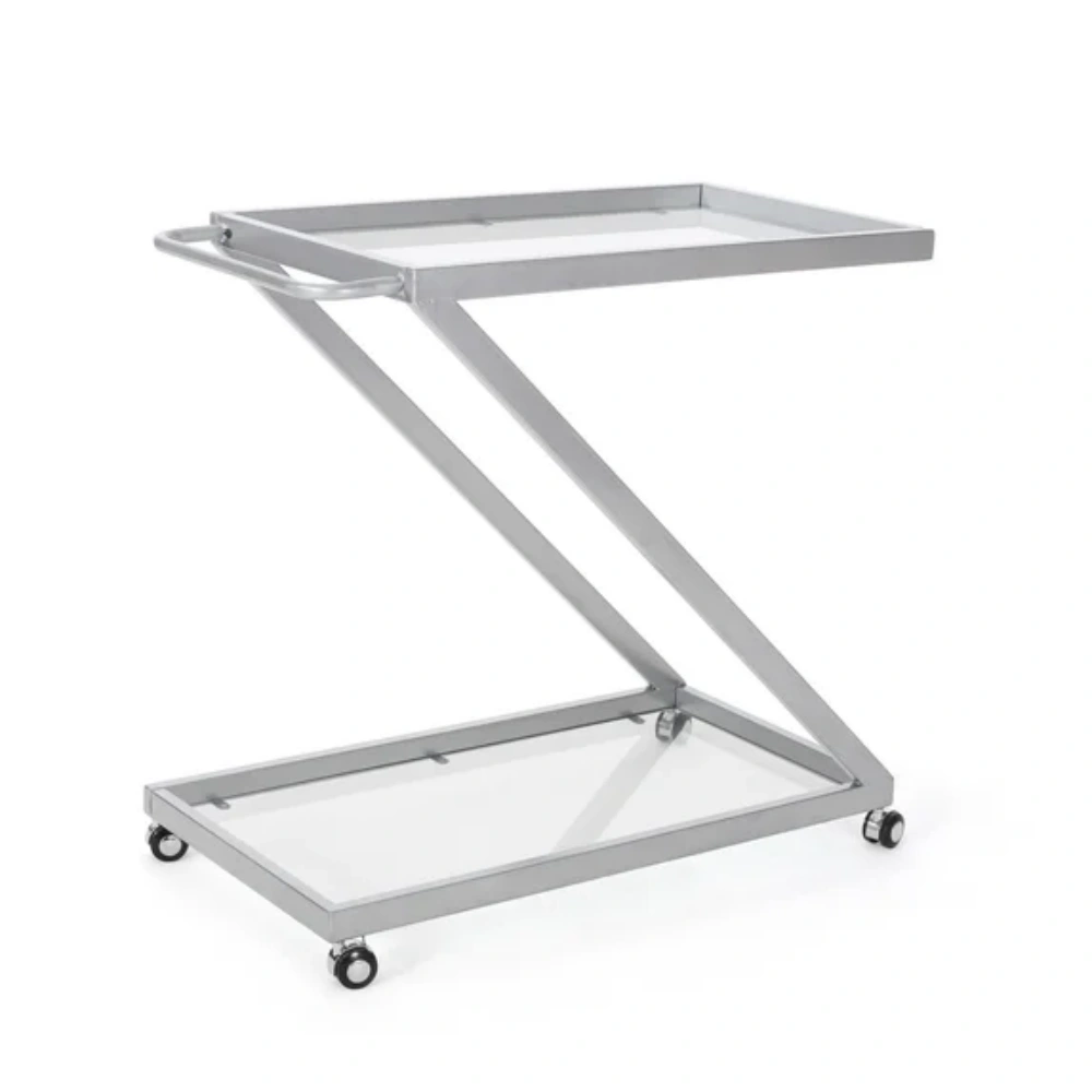 Bar Cart with Lockable Wheels, Bakers Rack Serving Cart, Wine Rolling Cart, Tempered Glass Shelves for Kitchen, Dining, Living Room view 3