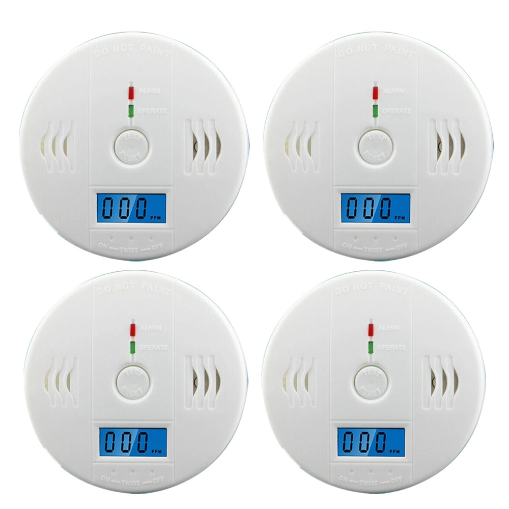 4 Pack CO Carbon Monoxide Gas Detector with LCD Display, Home Safety Alarm Indicator
