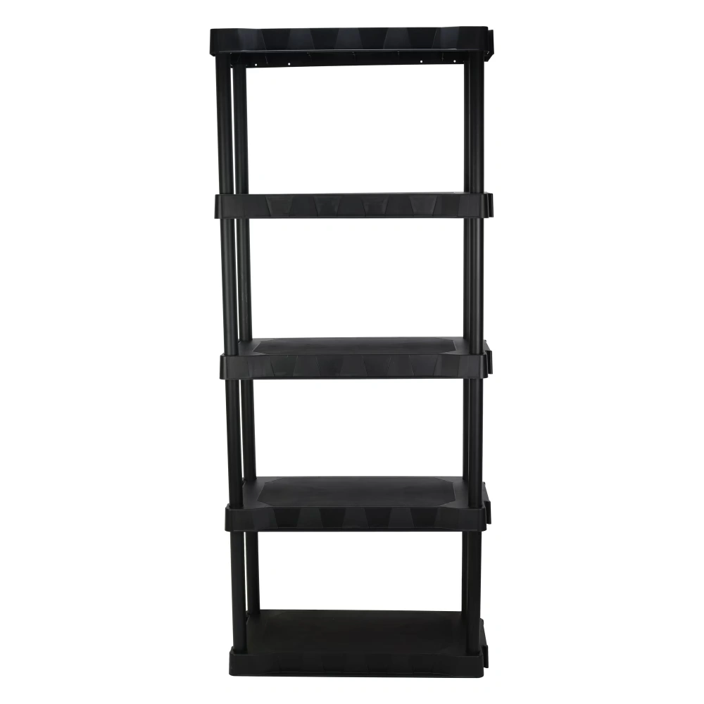 5 Tier Black Plastic Shelf Unit 68.8 H x 30 W x 13.88 D 350 lb Capacity