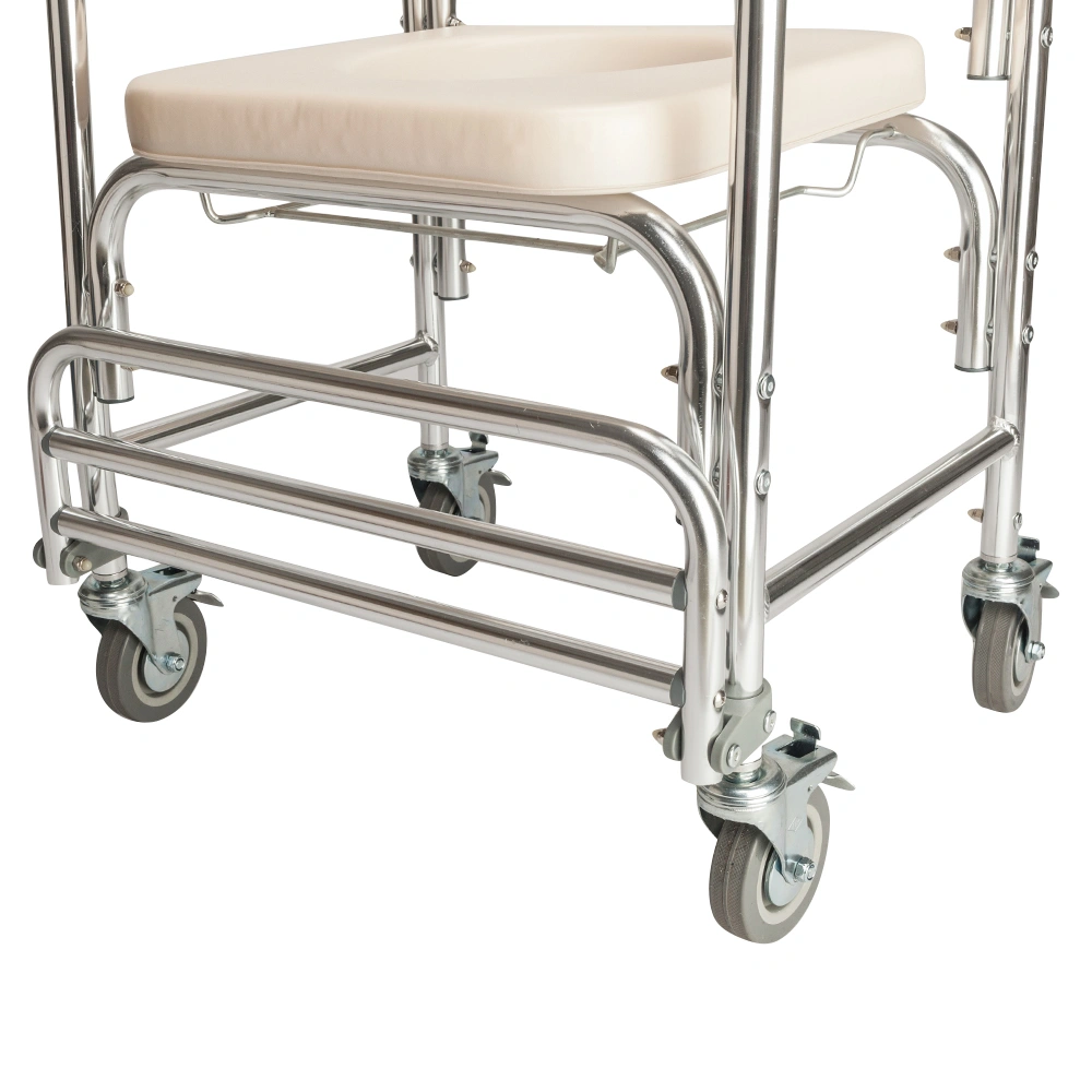 4 in 1 Multifunctional Aluminum Elder People Disabled People Pregnant Women Commode Chair Bath Chair White view 13