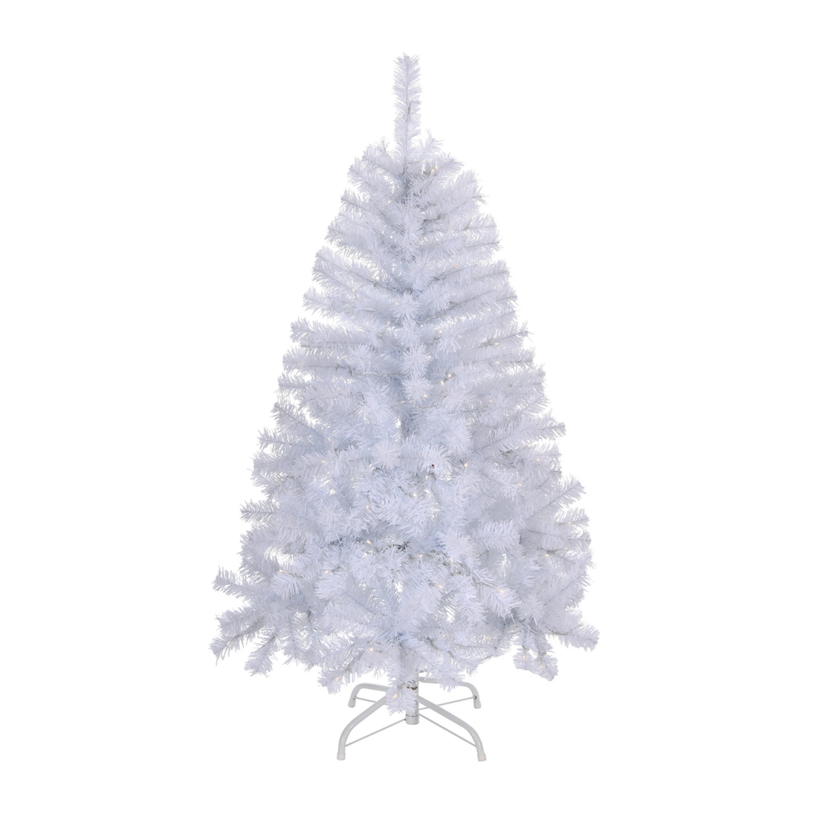4 FT Artificial Christmas Tree Pre Lit, Hinged Xmas Pine Tree with 346 Branch Tips, 140 Lights Remote Control, White for Holiday Home Office Party view 2