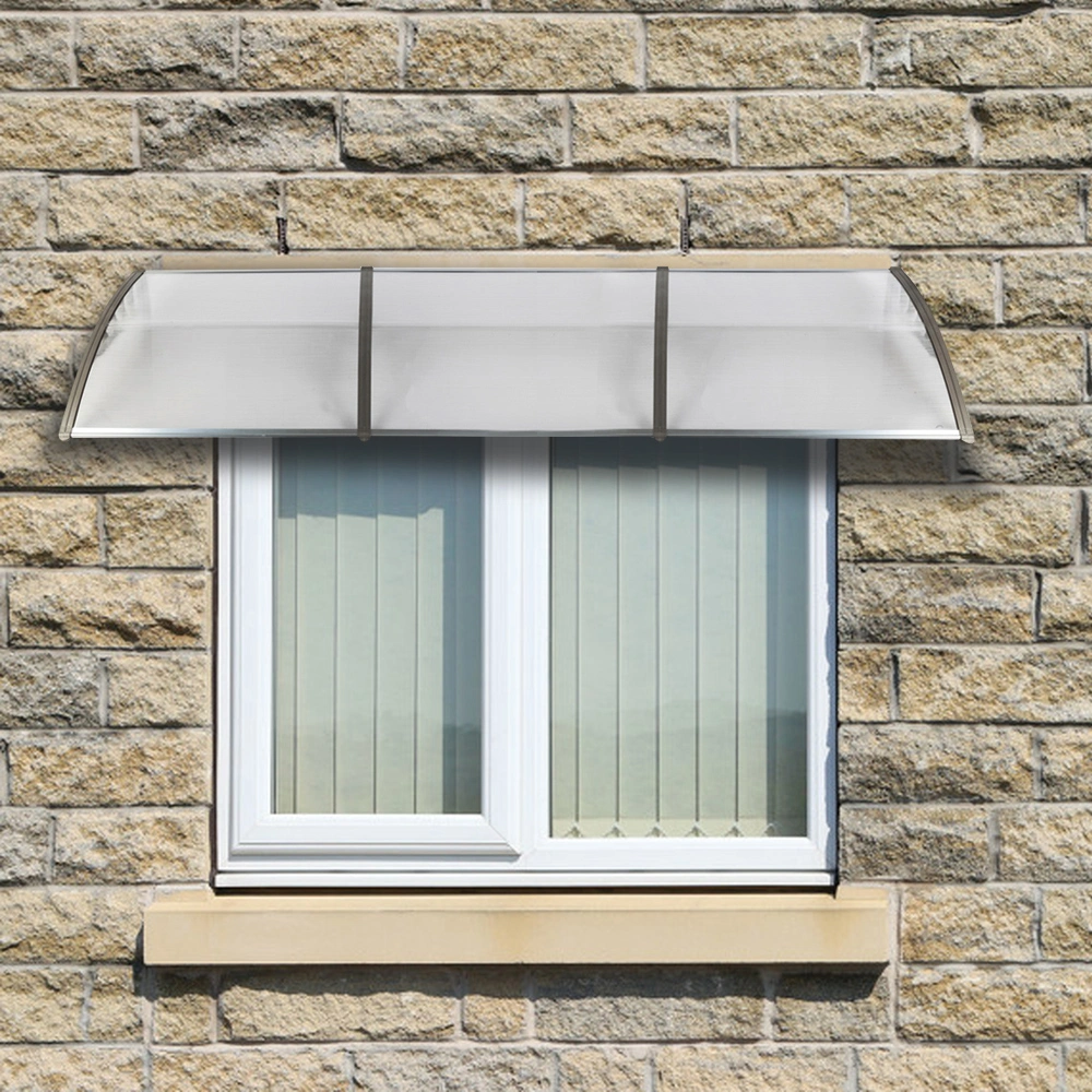 HT-300x100 Transparent Door & Window Rain Cover Eaves Board with Gray Holder, Household Application