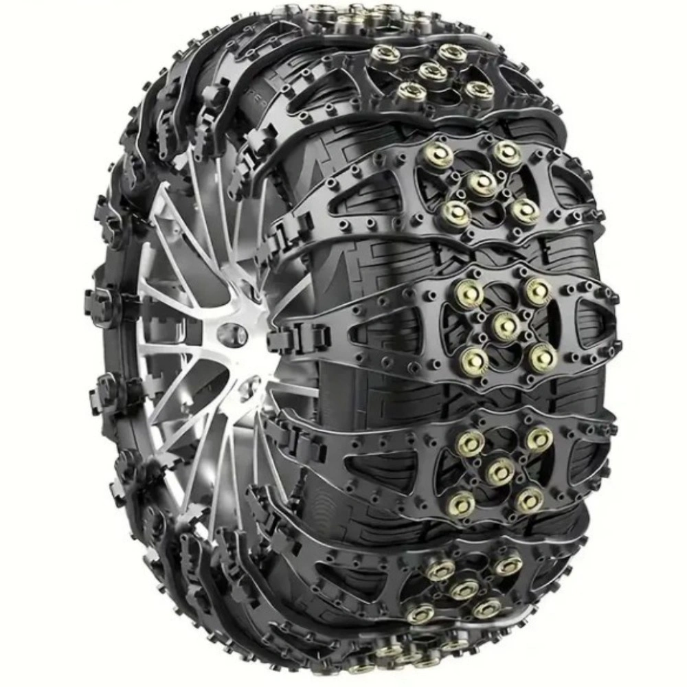 4pcs Universal Snow Chains for Vehicle - Heavy Duty Ice Tire Traction Spikes Winter view 2