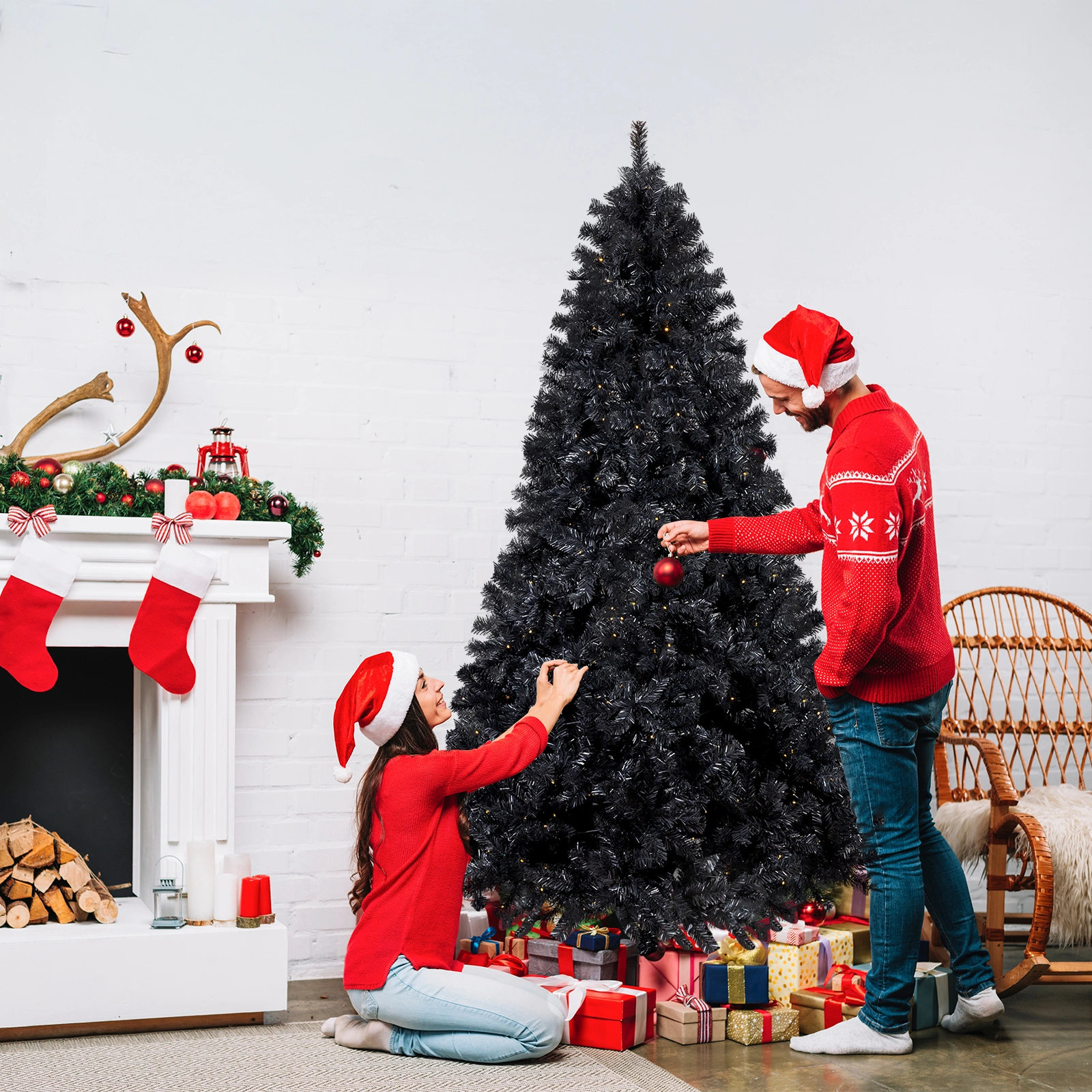 7.5ft Pre-lit Artificial Christmas Tree, 400 Lights, 1350 Branch Tips, Hinged, Remote Control
