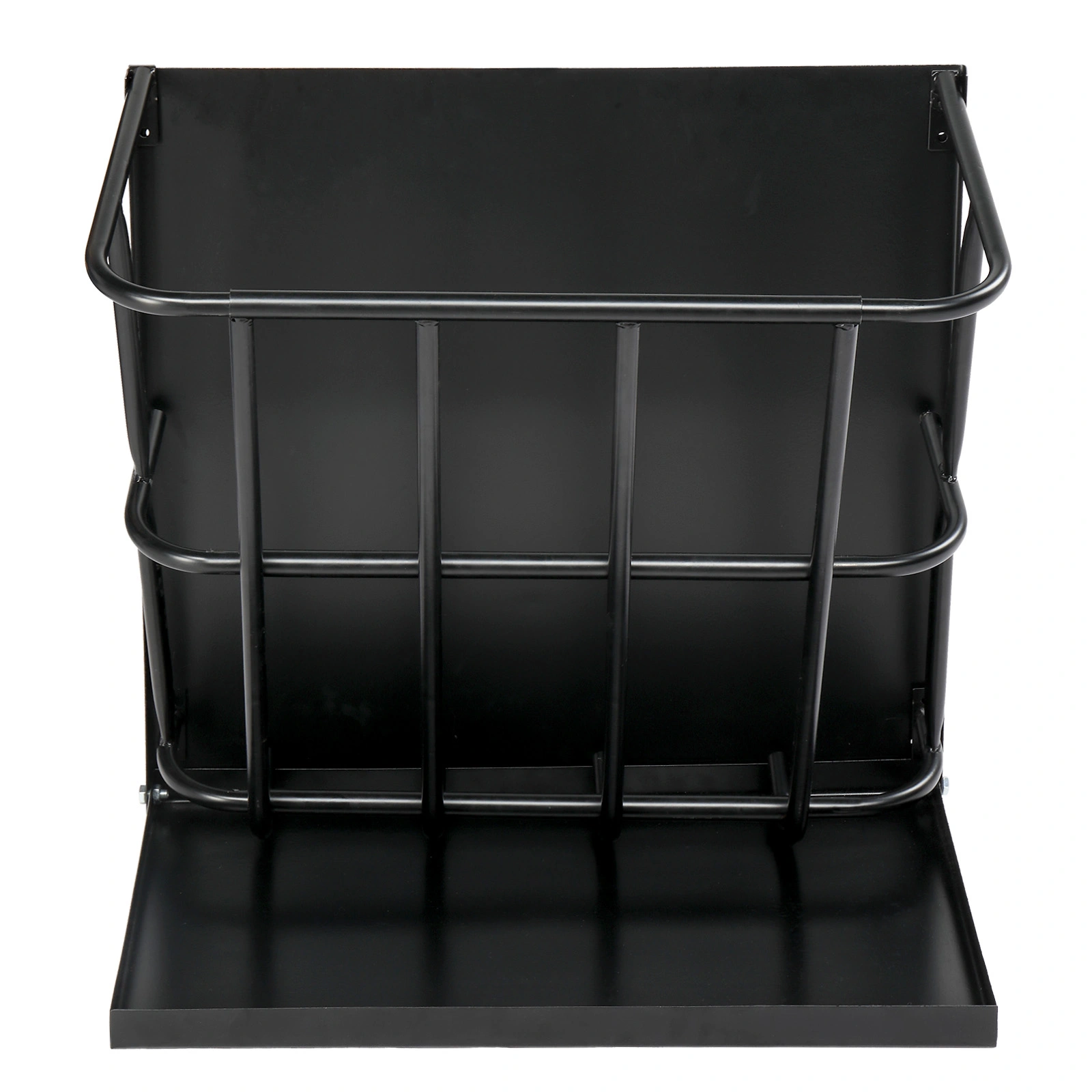 Heavy Duty Steel Hay Feeder 2-in-1 with Detachable Grain Tray, Large Capacity Multi-Sided Goat Sheep Livestock Feeder Rack, Black, Indoor Outdoor