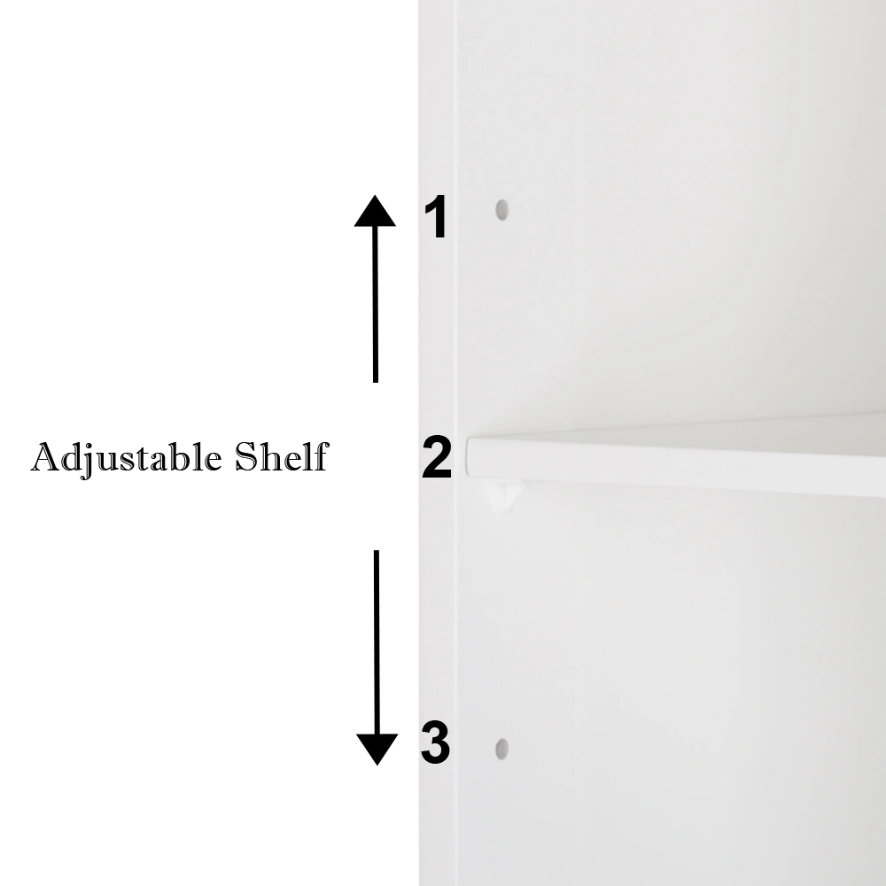 Bathroom Wall Mounted Cabinet with Mirror, 3-Tier Single Door Storage Shelf Unit, White view 6