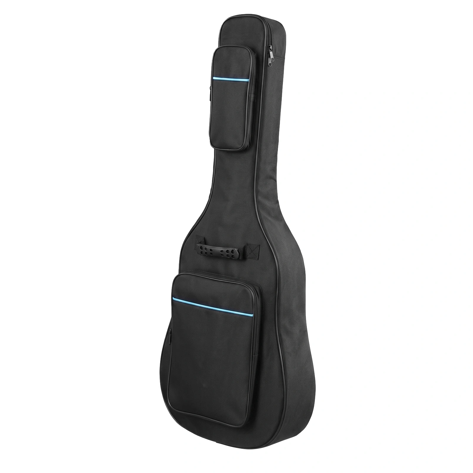 41 Inch Acoustic Guitar Bag, 600D Oxford Cloth Hard Case with Blue Line, Black Guitar Case for Beginners