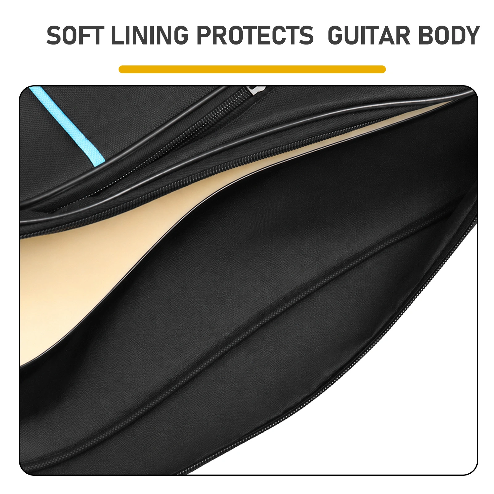 41 Inch Acoustic Guitar Bag, 600D Oxford Cloth Hard Case with Blue Line, Black Guitar Case for Beginners view 3
