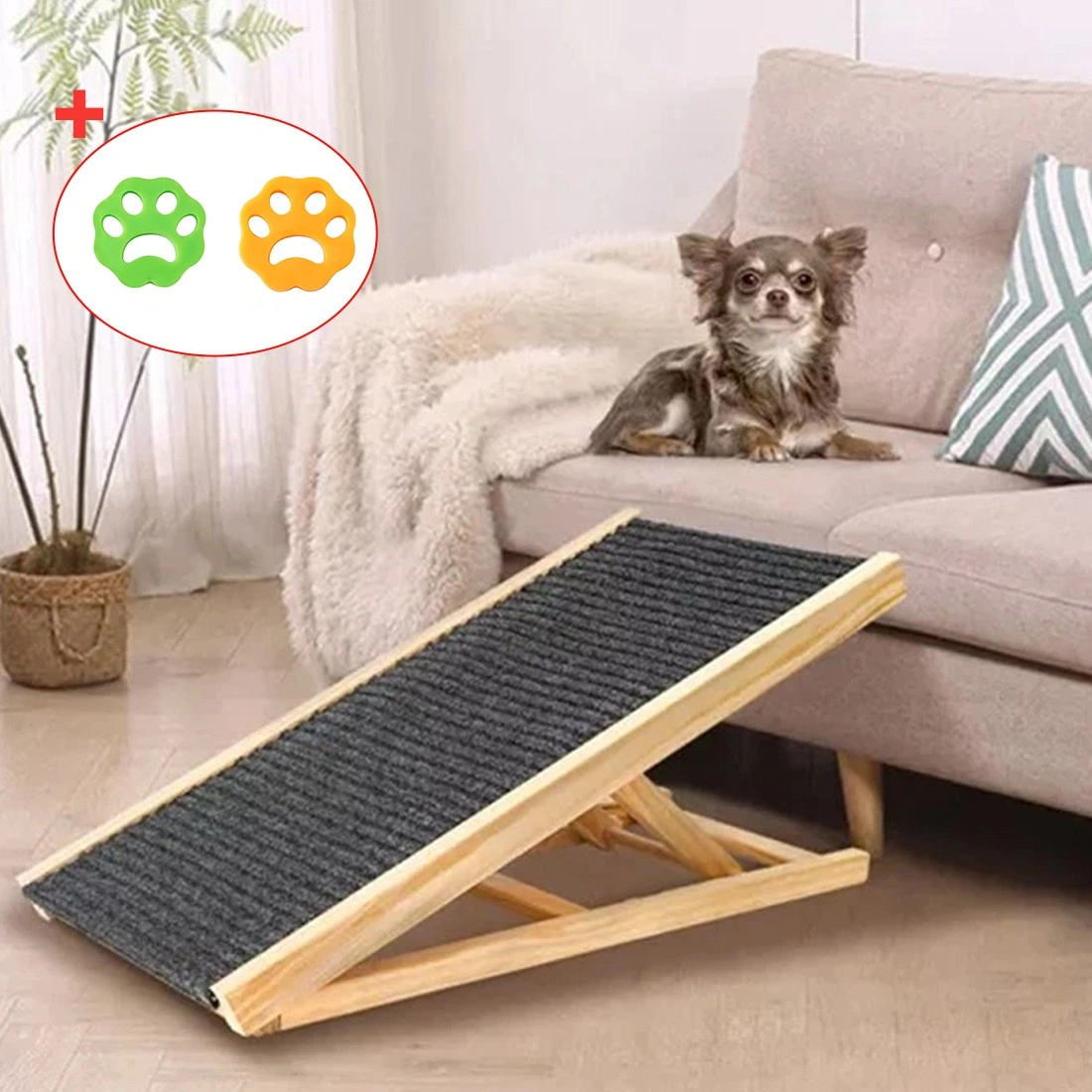 Adjustable Height Dog Pet Ramp - Foldable Non-Slip Stairs for Car, Bed & Sofa, Heavy Duty