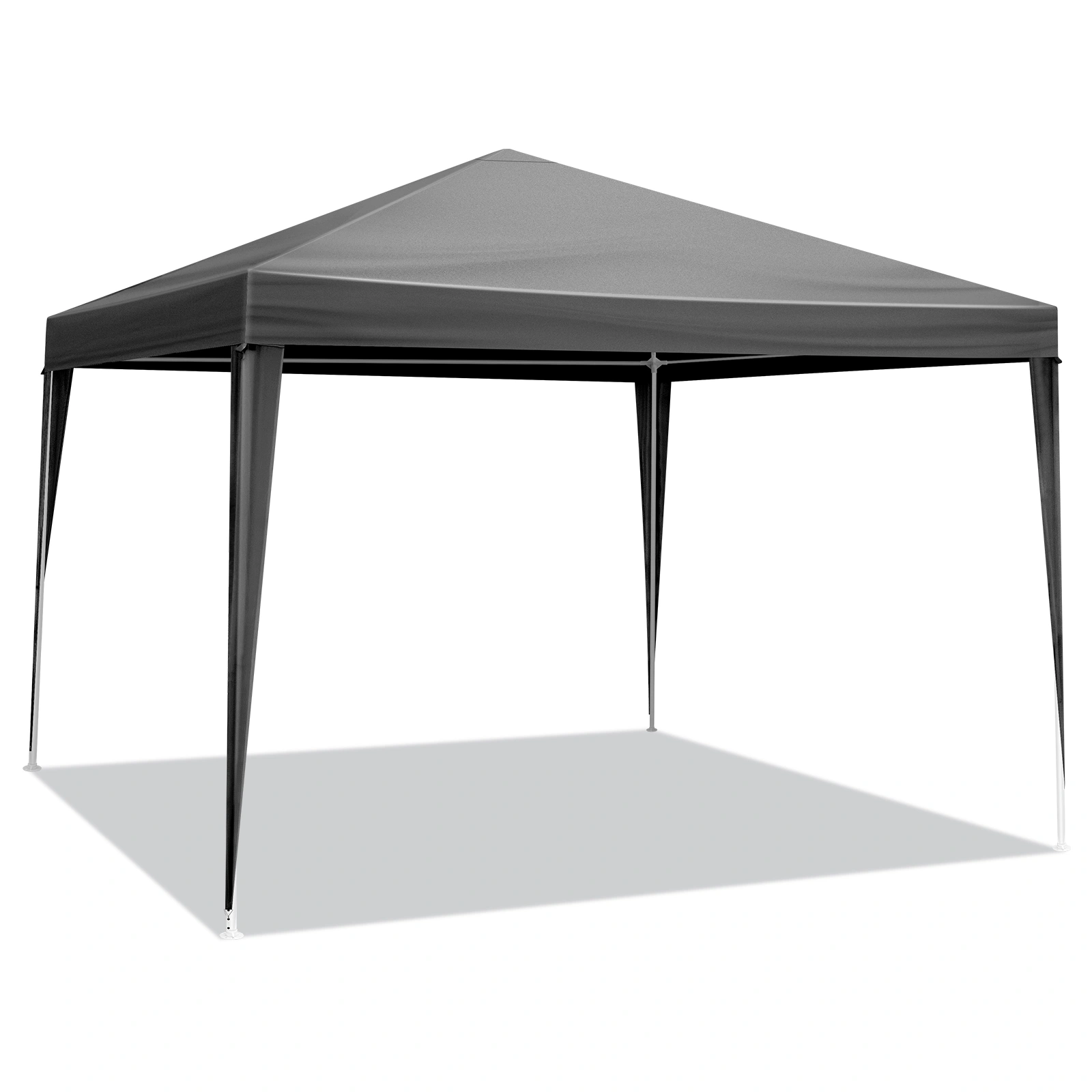 10x10ft Black Outdoor Canopy Gazebo, 4 Removable Panels, 2 Zipper Doors, 2 Mesh Windows, Heavy Duty PE view 7