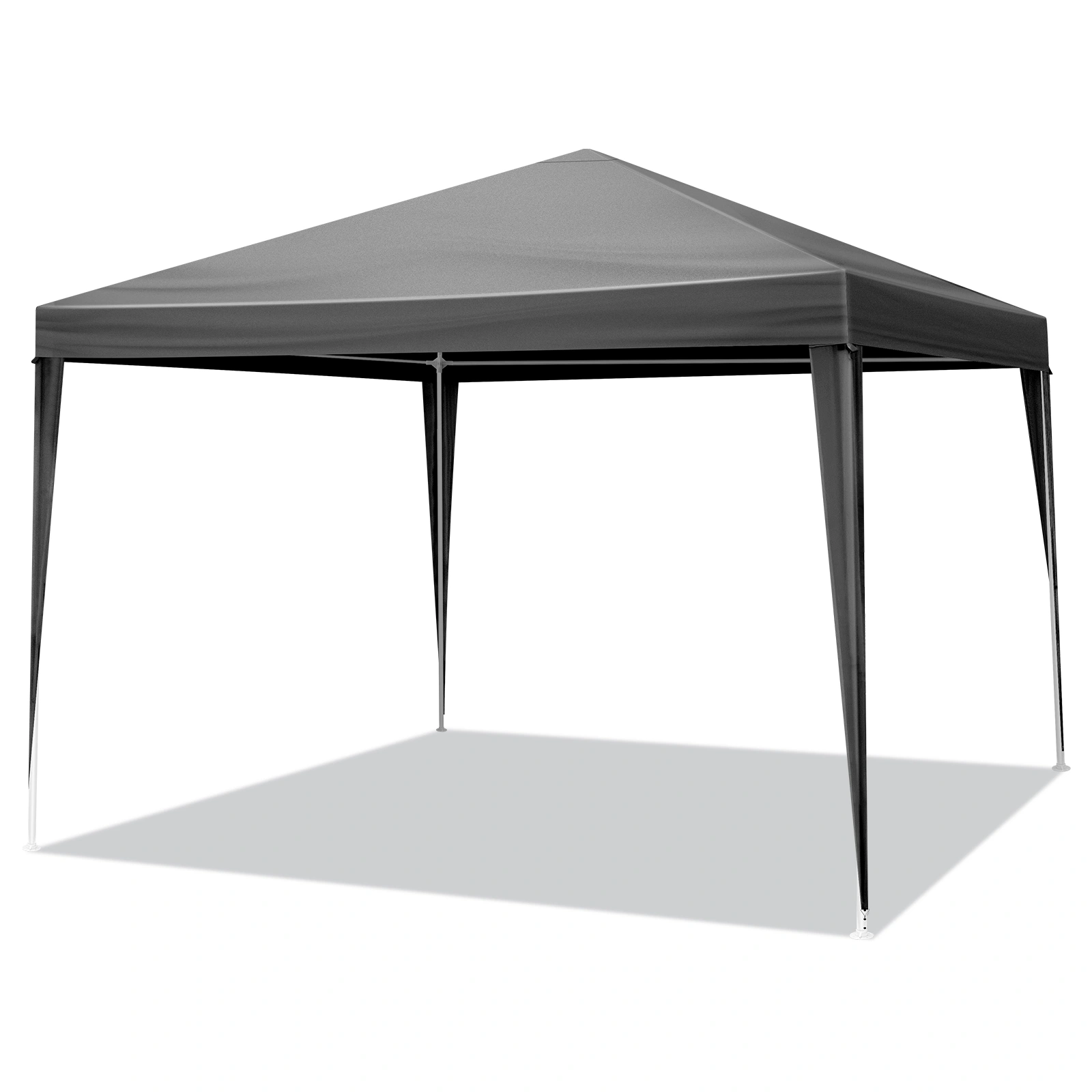10x10ft Black Outdoor Canopy Gazebo, 4 Removable Panels, 2 Zipper Doors, 2 Mesh Windows, Heavy Duty PE view 8