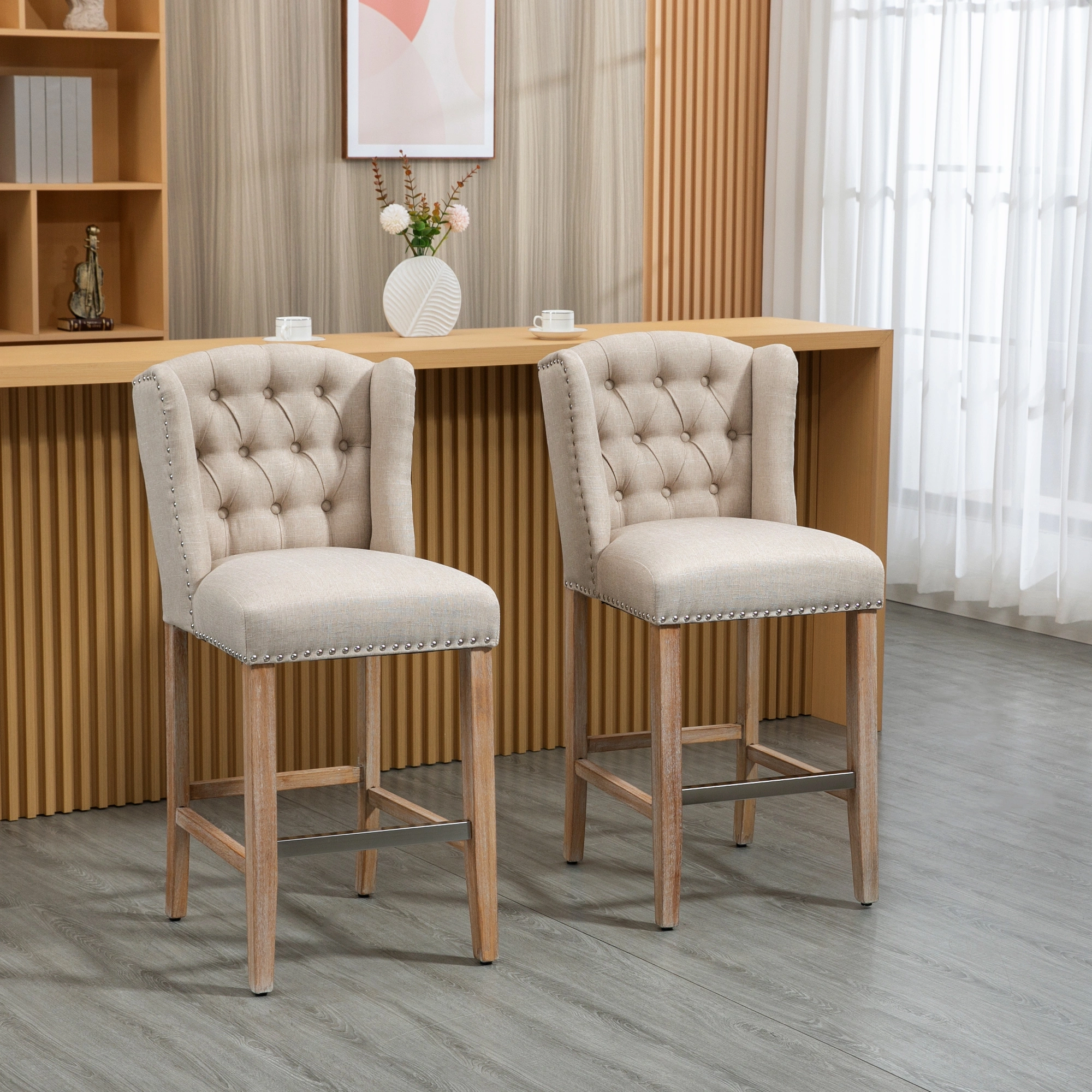Modern Pub Table and Chair Set, 3-Piece Counter Height Bistro Dining Table with 2 Stools for Kitchen, Cafe, Bar, Restaurant, Apartment