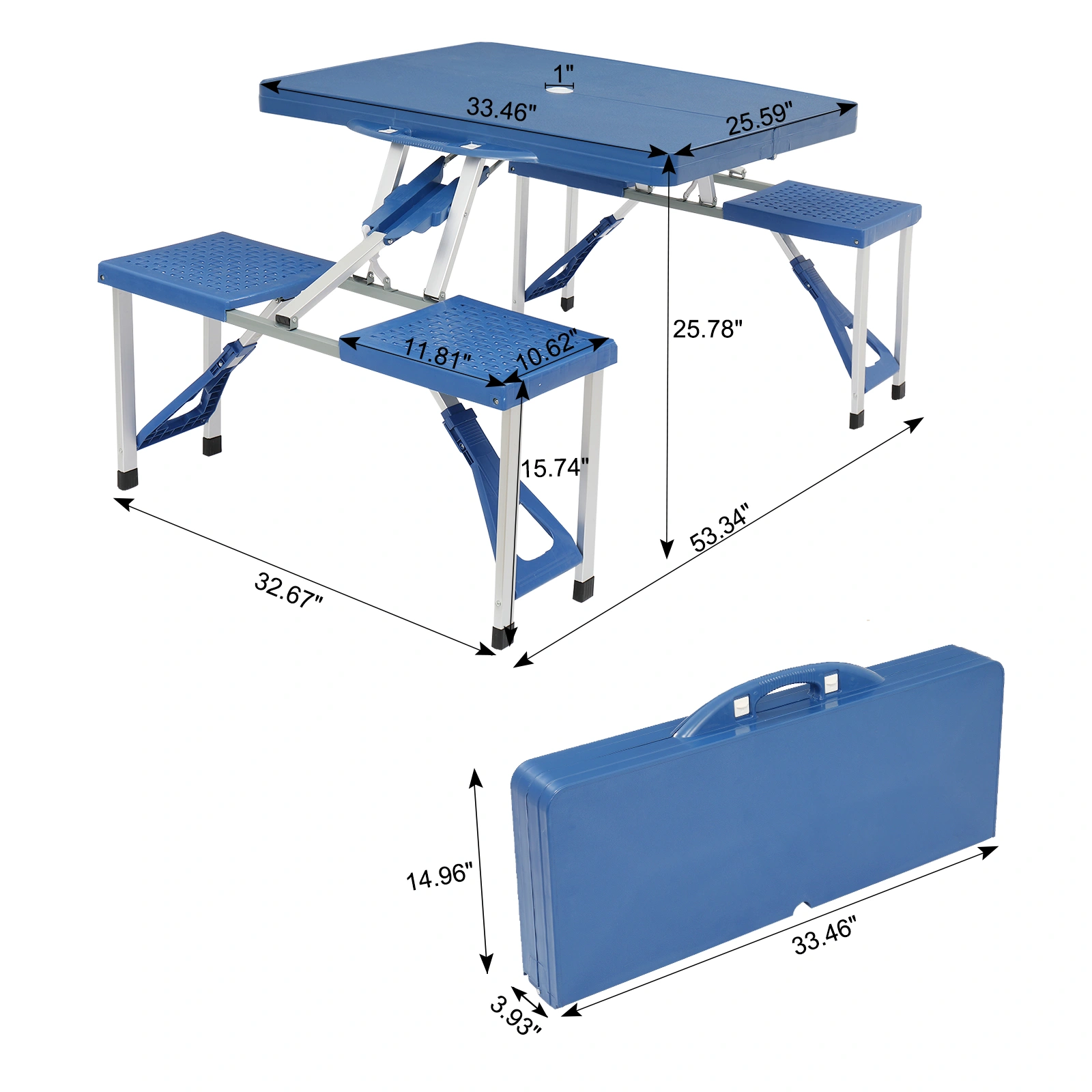 Siamese Folding Table and Chair Set, Thickened Plastic PS Material, Indoor Outdoor Compact Stackable Furniture