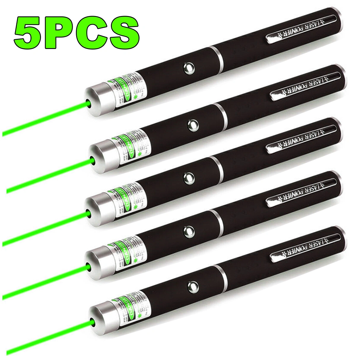 5 PCS 532nm Green Laser Pointer Pen, 1mW Visible Beam, Compact Laser Pen for Conference Presentation