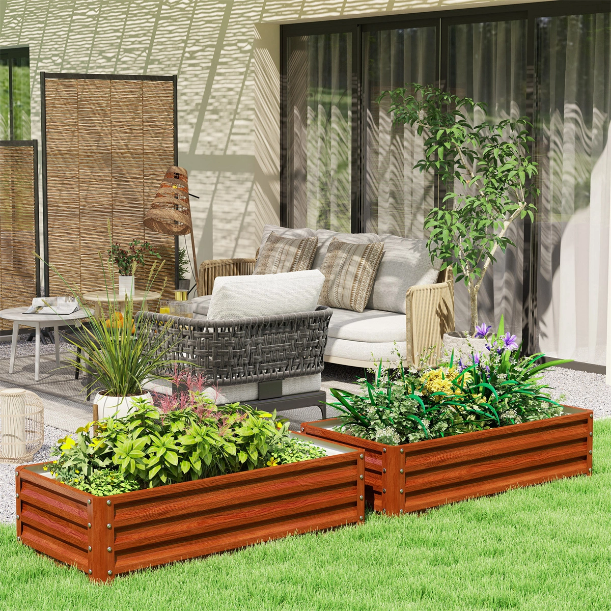 Raised Garden Bed Planter Box for Outdoor Plants & Herbs