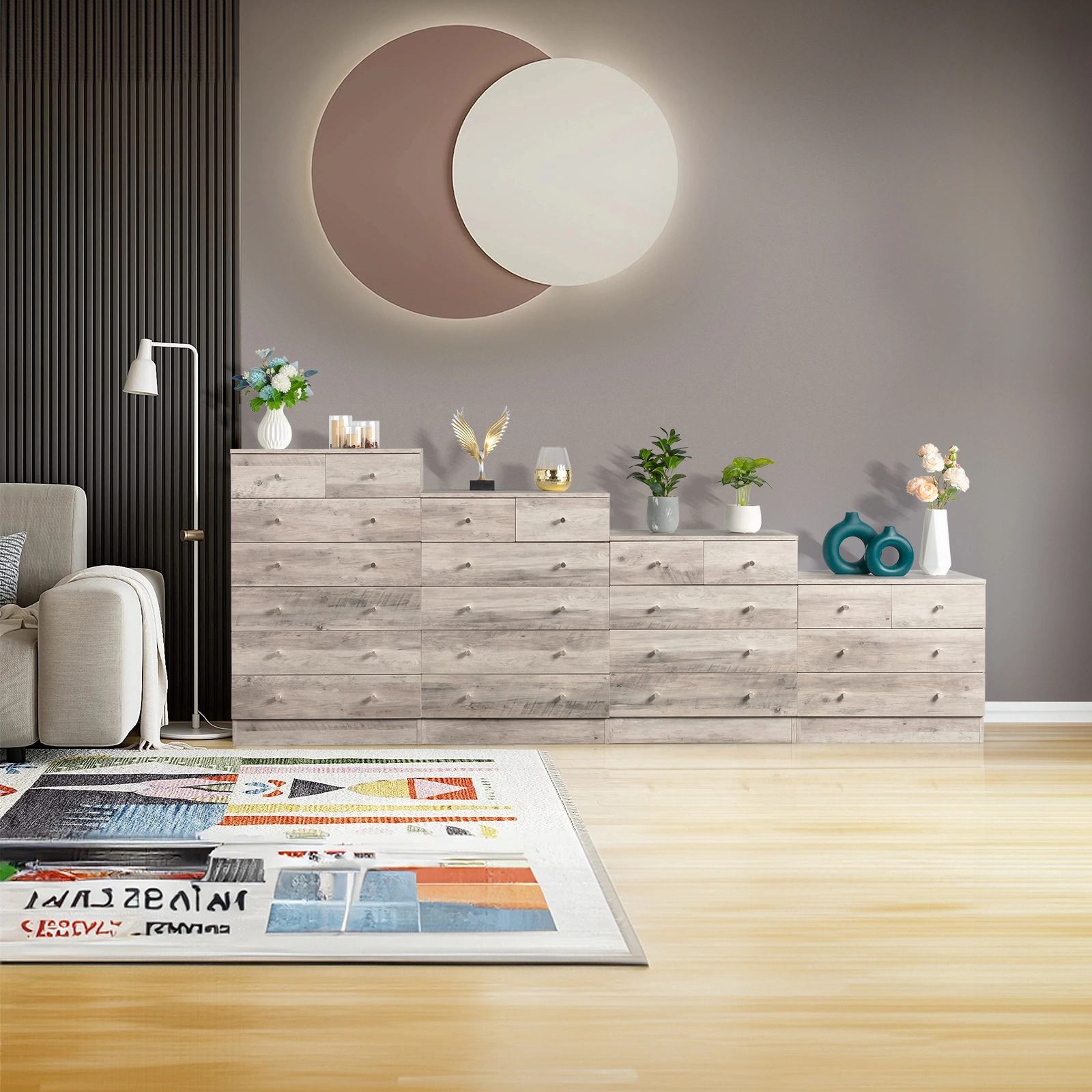 Modern Simple 5-Drawer Dresser, Gray view 7