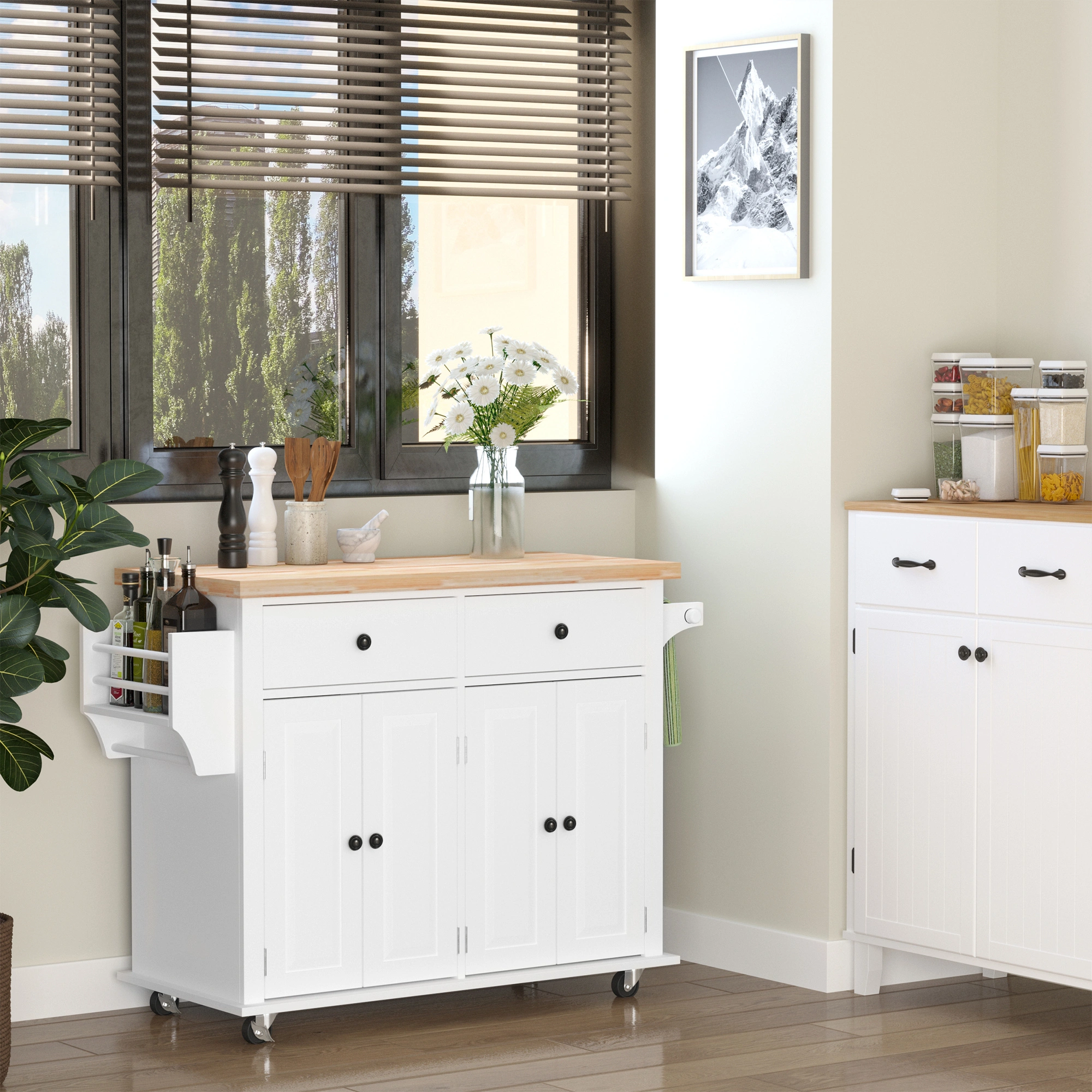 Kitchen Storage Cabinet with Doors and Shelves, Freestanding Pantry Cupboard for Food Organization, White