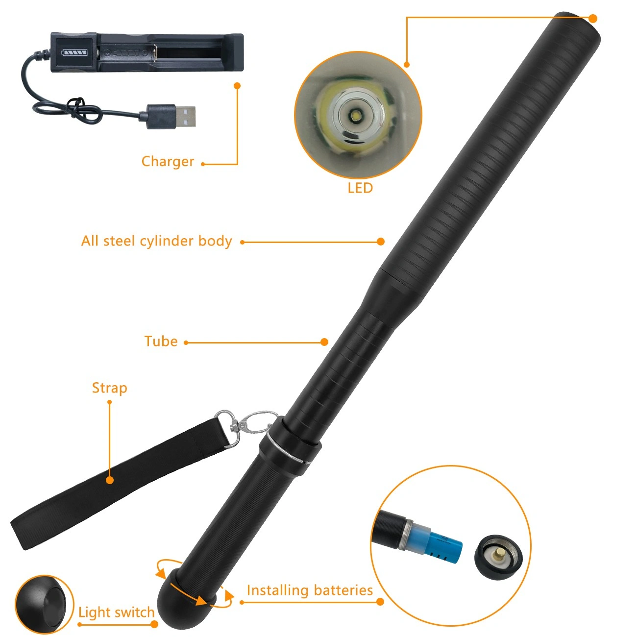 USB Rechargeable LED Flashlight 3-Mode 18650 Battery Outdoor Camping Hiking view 4