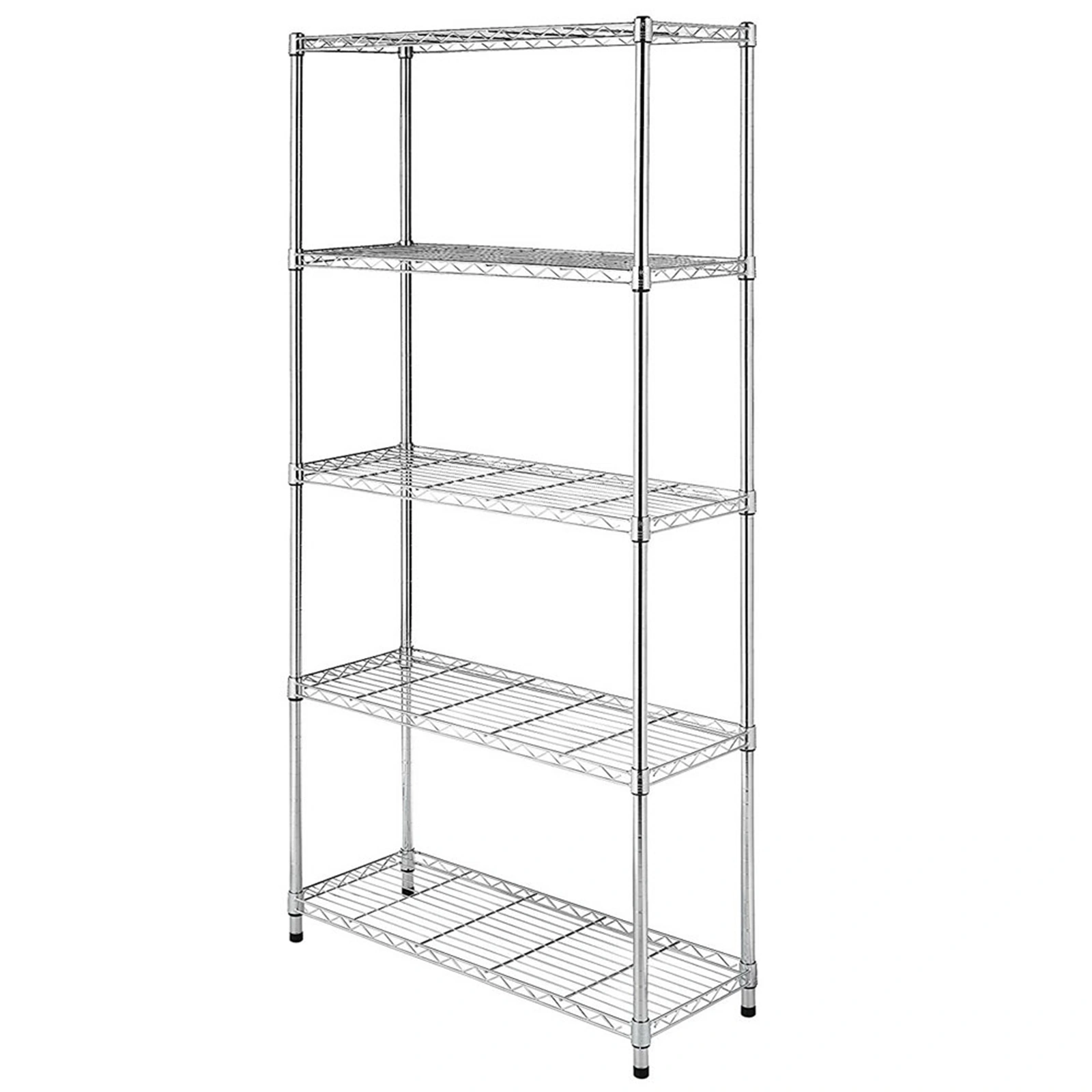 5-Tier Chrome Plated Iron Shelf 180x90x35cm, Chrome Wire Storage Rack