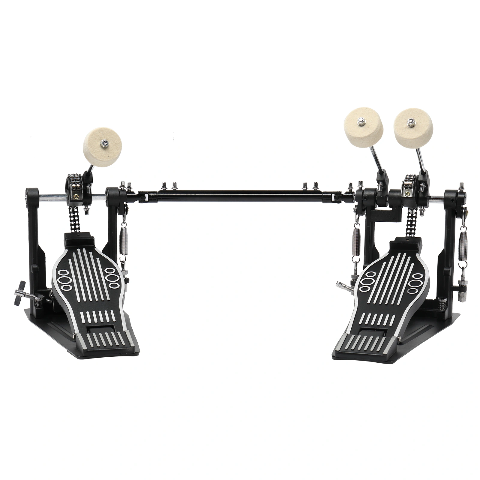 Professional Double Bass Drum Pedal with Wool Felt Hammer - Black