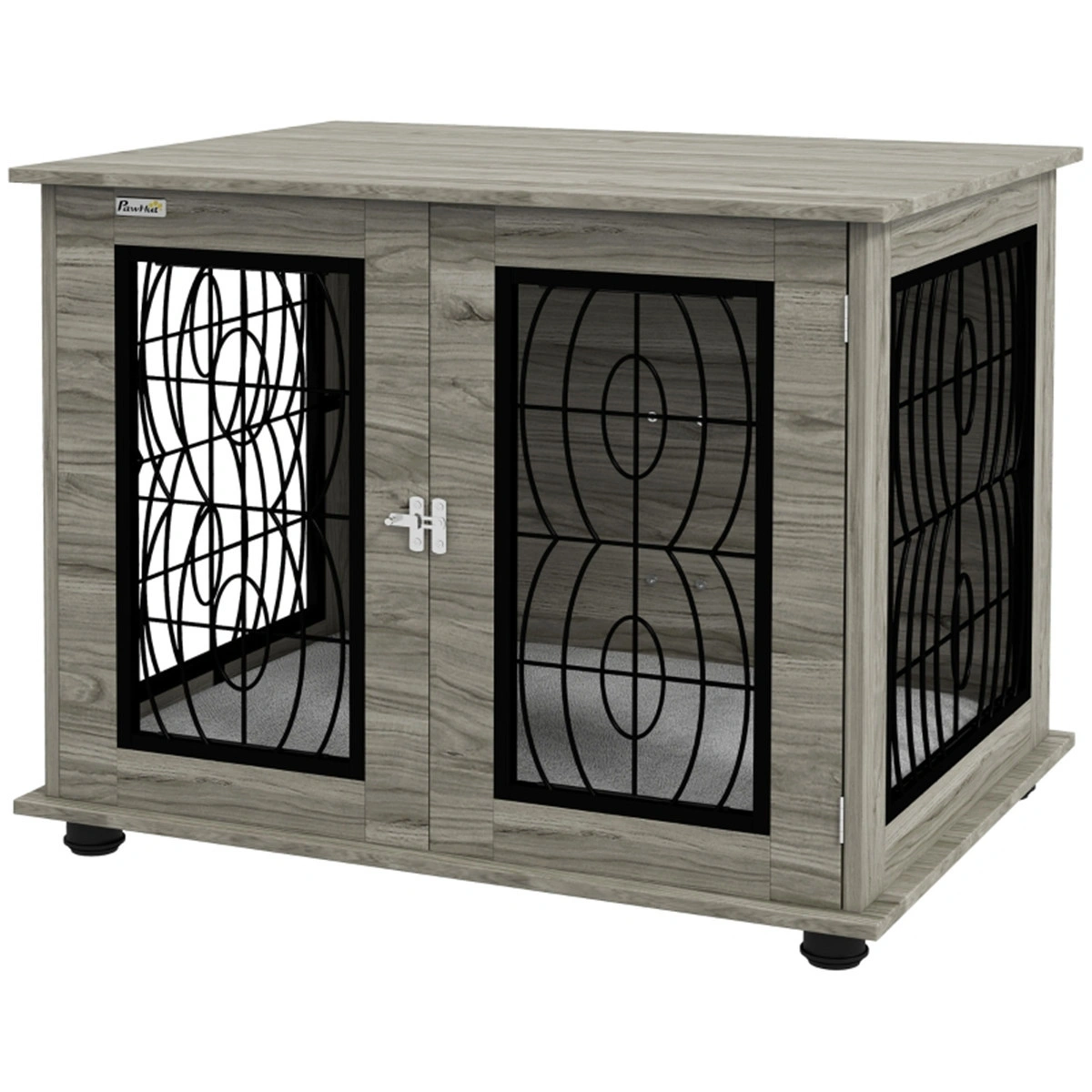 Large Dog Crate with Divider, Collapsible Metal Pet Crate, Heavy Duty Dog Kennel with Wheels, Removable Tray view 3