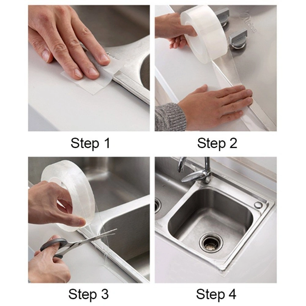 Clear Waterproof Caulk Strip Sealant Tape Anti-Mildew Bathroom Kitchen view 2