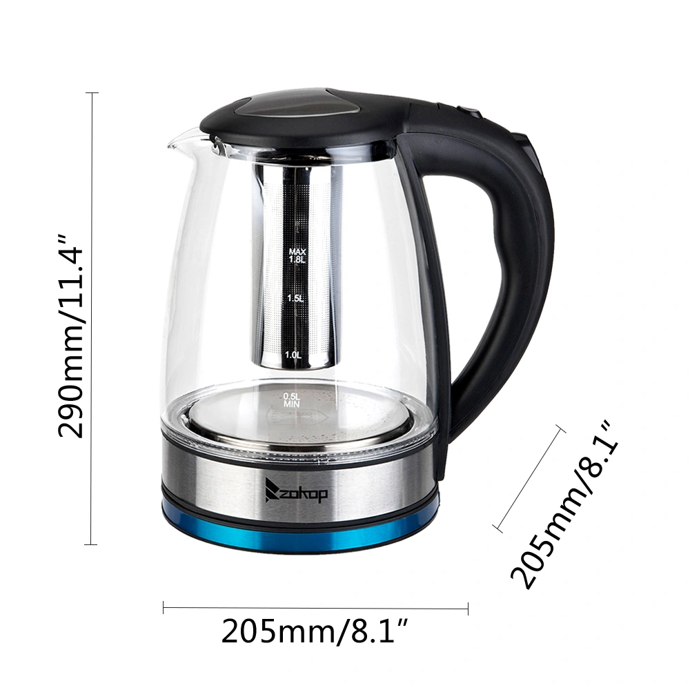 HD-1861-A 1.8L Electric Glass Kettle, 2000W 220V with UK Plug, Fast Boiling Water Heater view 5